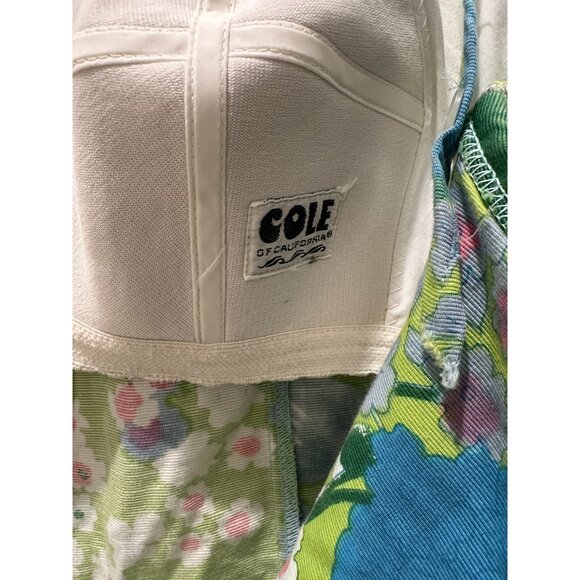 Vintage Cole of California Blue Floral Print Scoop Neck Sleeveless Swimsuit Sz 4 - Picture 8 of 9